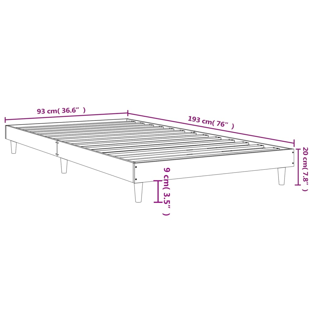 Cadre de lit sans matelas chêne fumé 90x190cm bois d'ingénierie - XIOS
