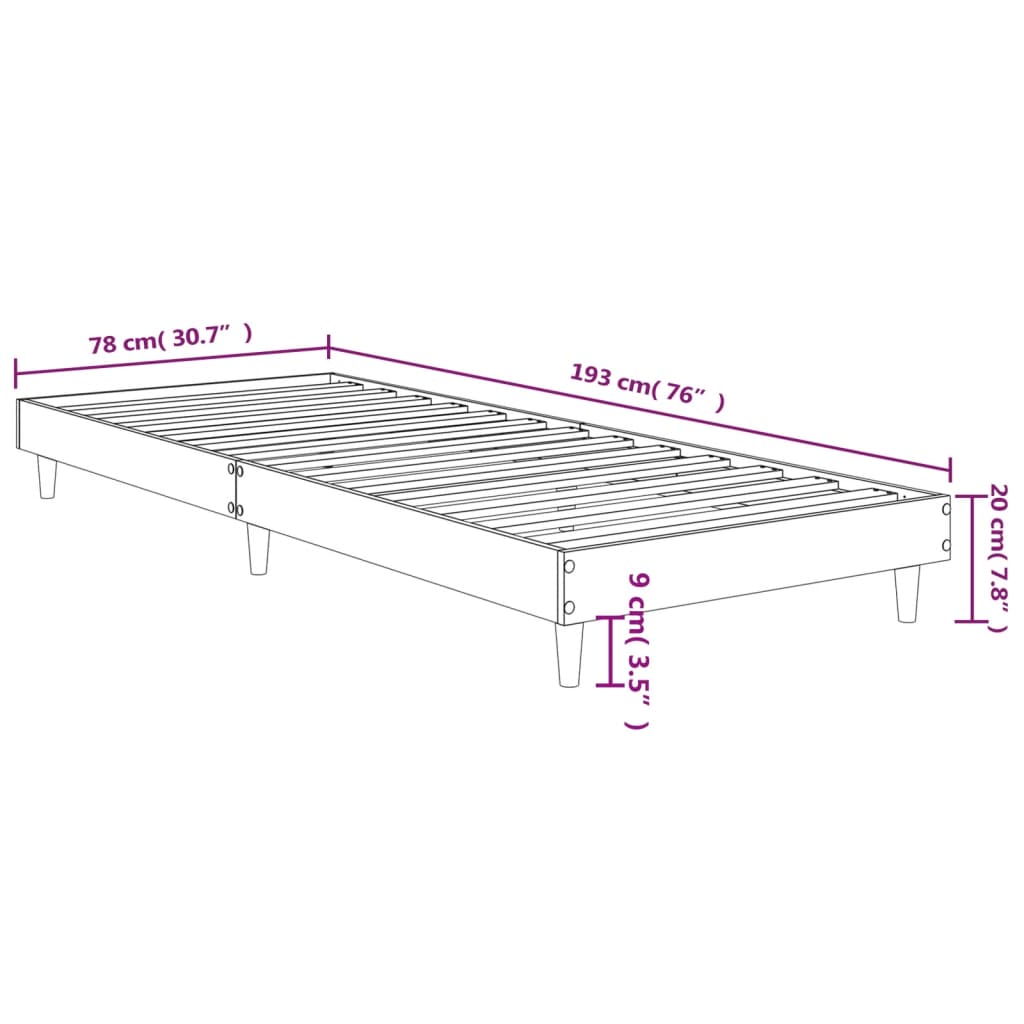 Cadre de lit sans matelas chêne marron 75x190cm bois ingénierie - XIOS