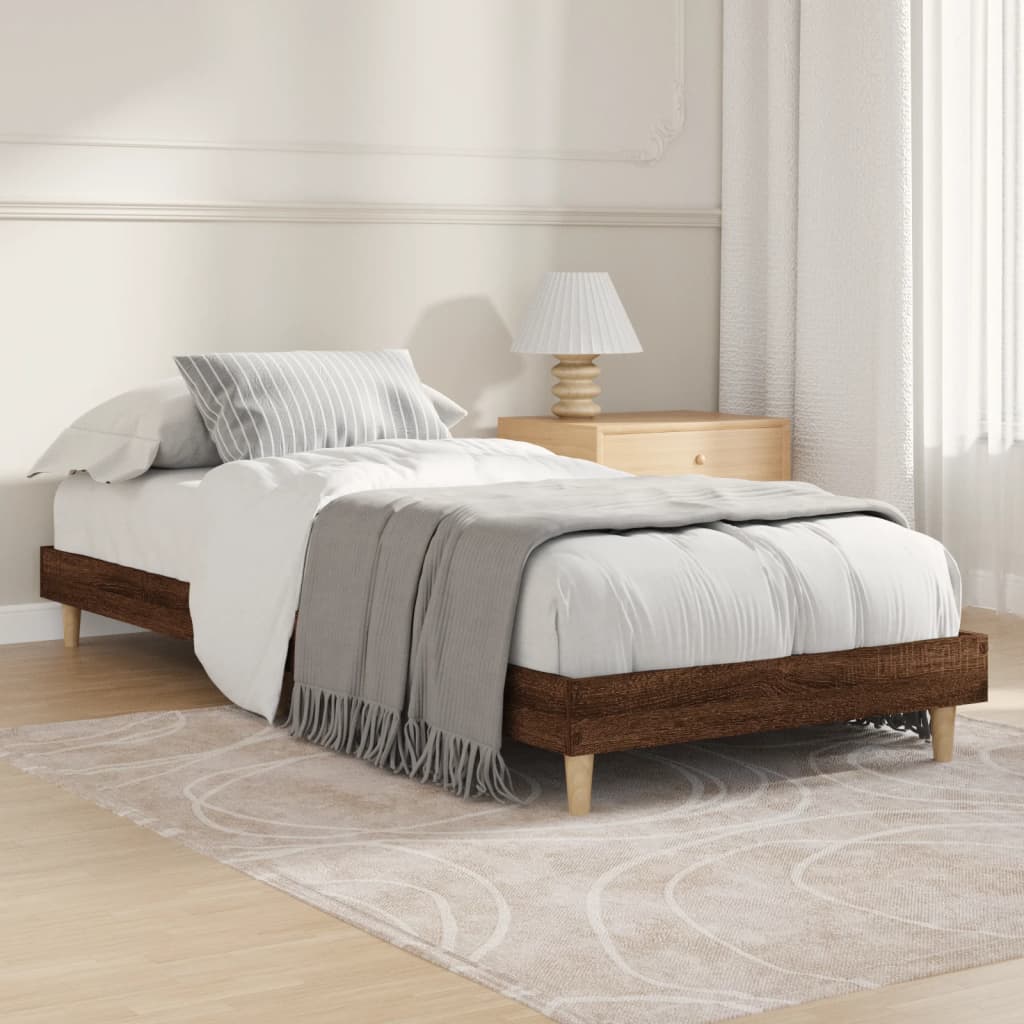 Cadre de lit sans matelas chêne marron 75x190cm bois ingénierie - XIOS