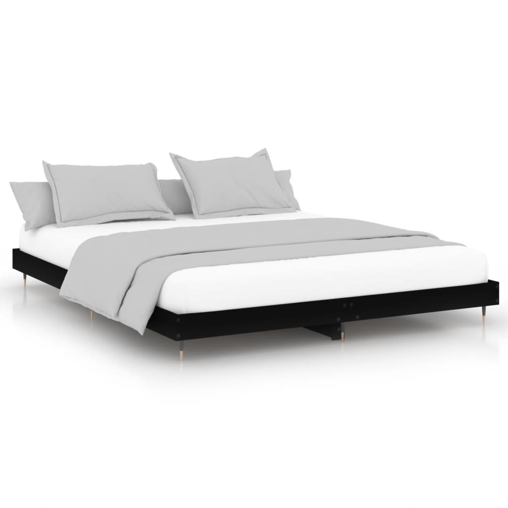 Cadre de lit sans matelas noir 200x200 cm bois d'ingénierie - XIOS