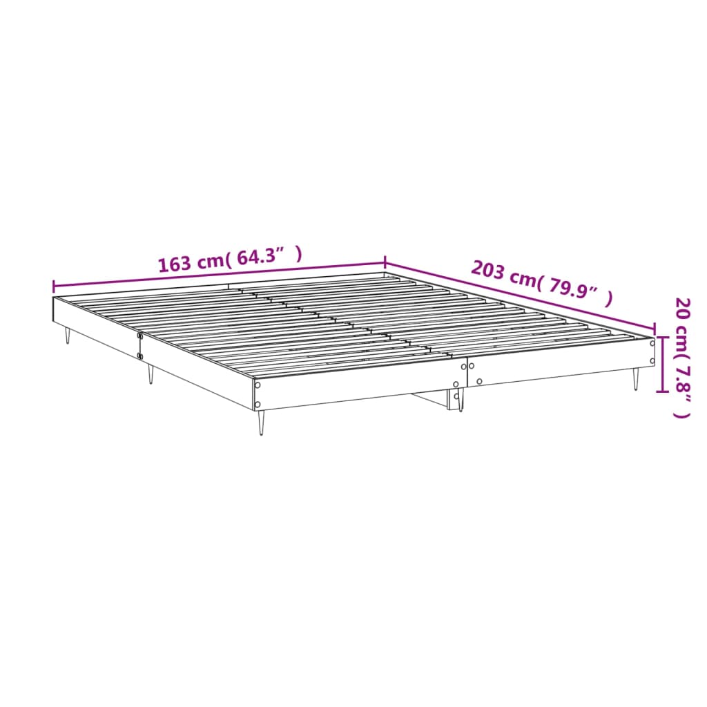 Cadre de lit sans matelas sonoma gris 160x200cm bois ingénierie - XIOS