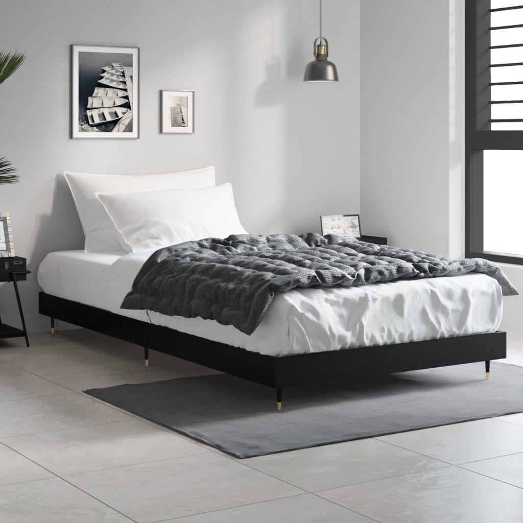Cadre de lit sans matelas noir 90x200 cm bois d'ingénierie - XIOS