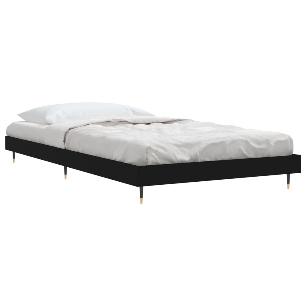 Cadre de lit sans matelas noir 90x200 cm bois d'ingénierie - XIOS