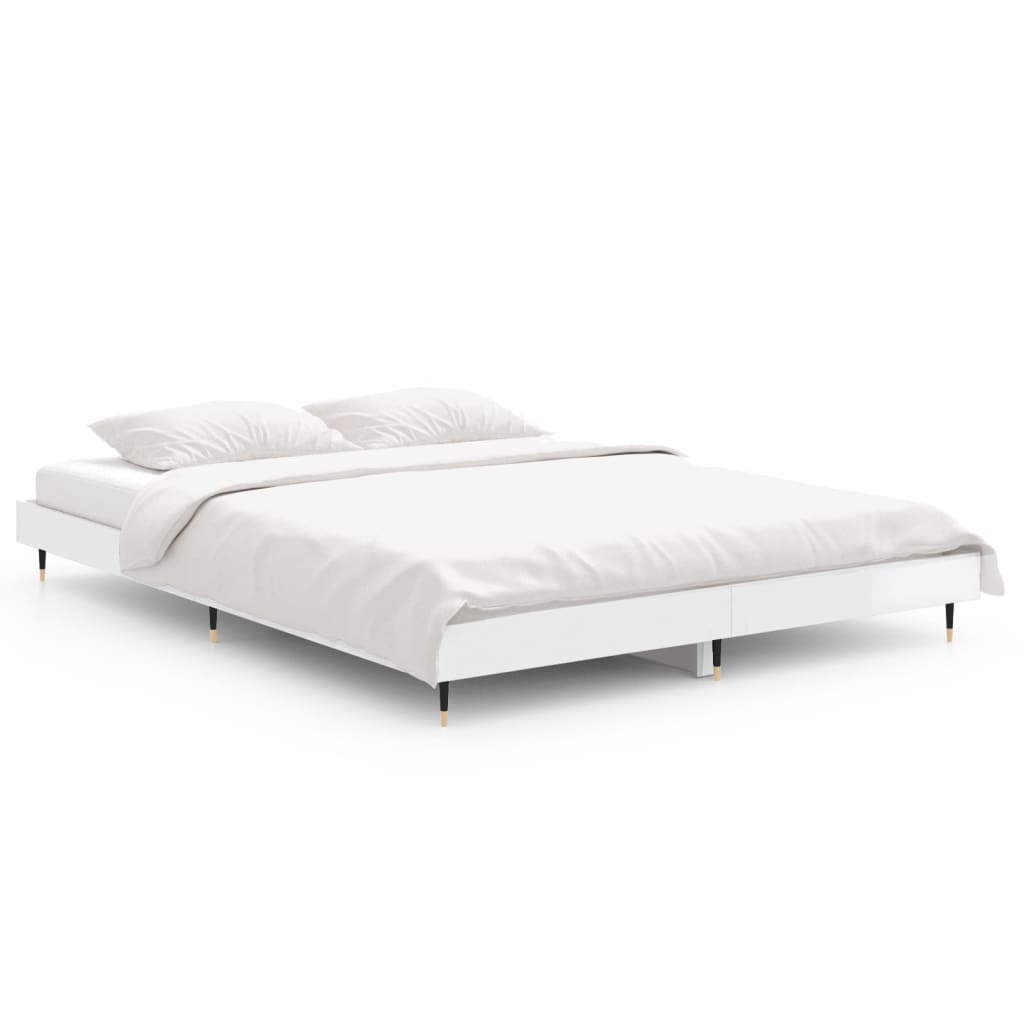 Cadre de lit sans matelas blanc brillant 135x190 cm - XIOS