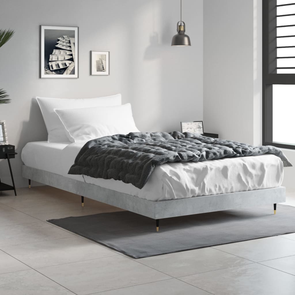Cadre de lit sans matelas gris béton 90x190 cm - XIOS