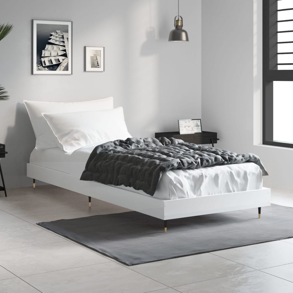 Cadre de lit sans matelas blanc 75x190 cm bois d'ingénierie - XIOS