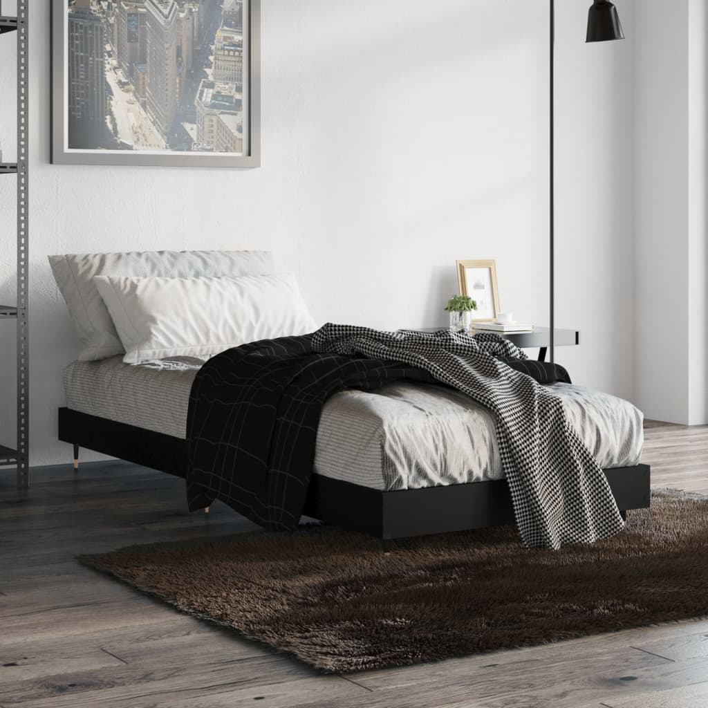Cadre de lit sans matelas noir 75x190 cm bois ingénierie - XIOS