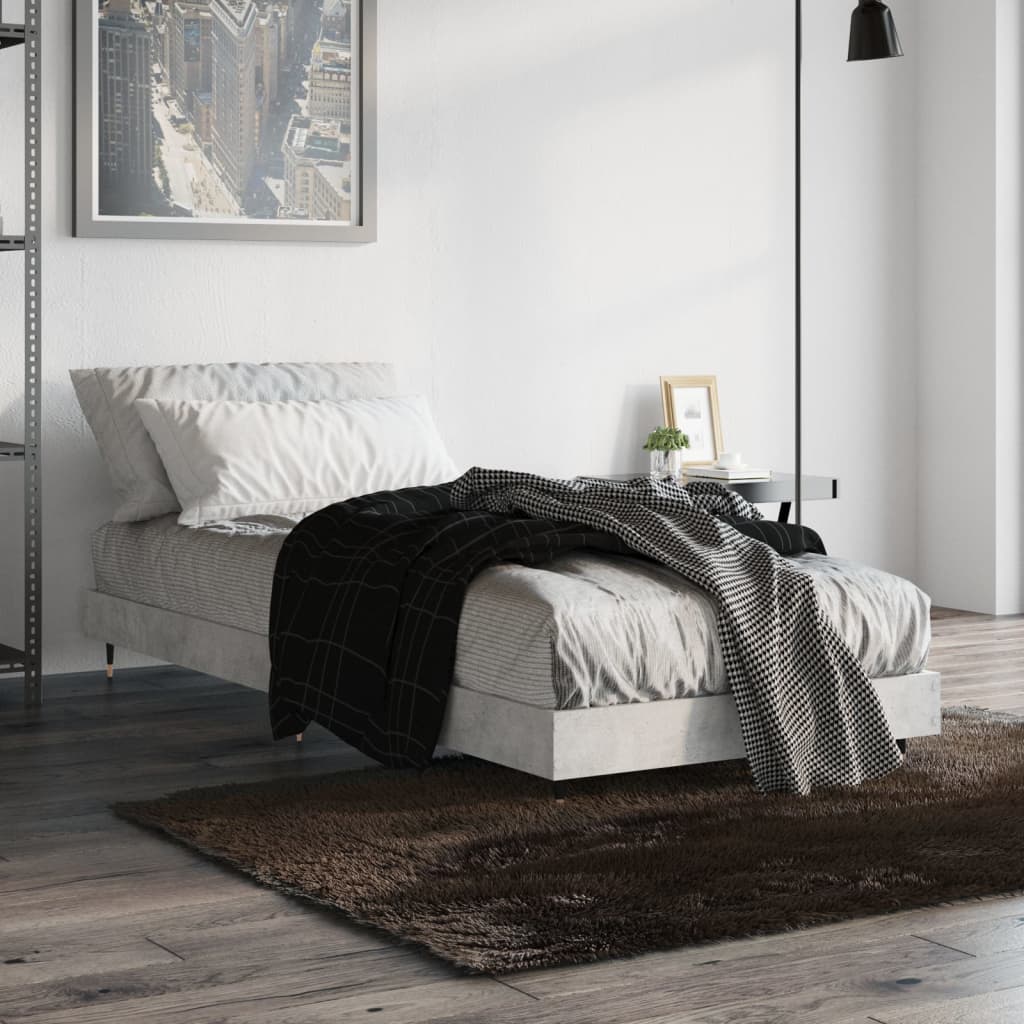 Cadre de lit sans matelas gris béton 75x190 cm - XIOS