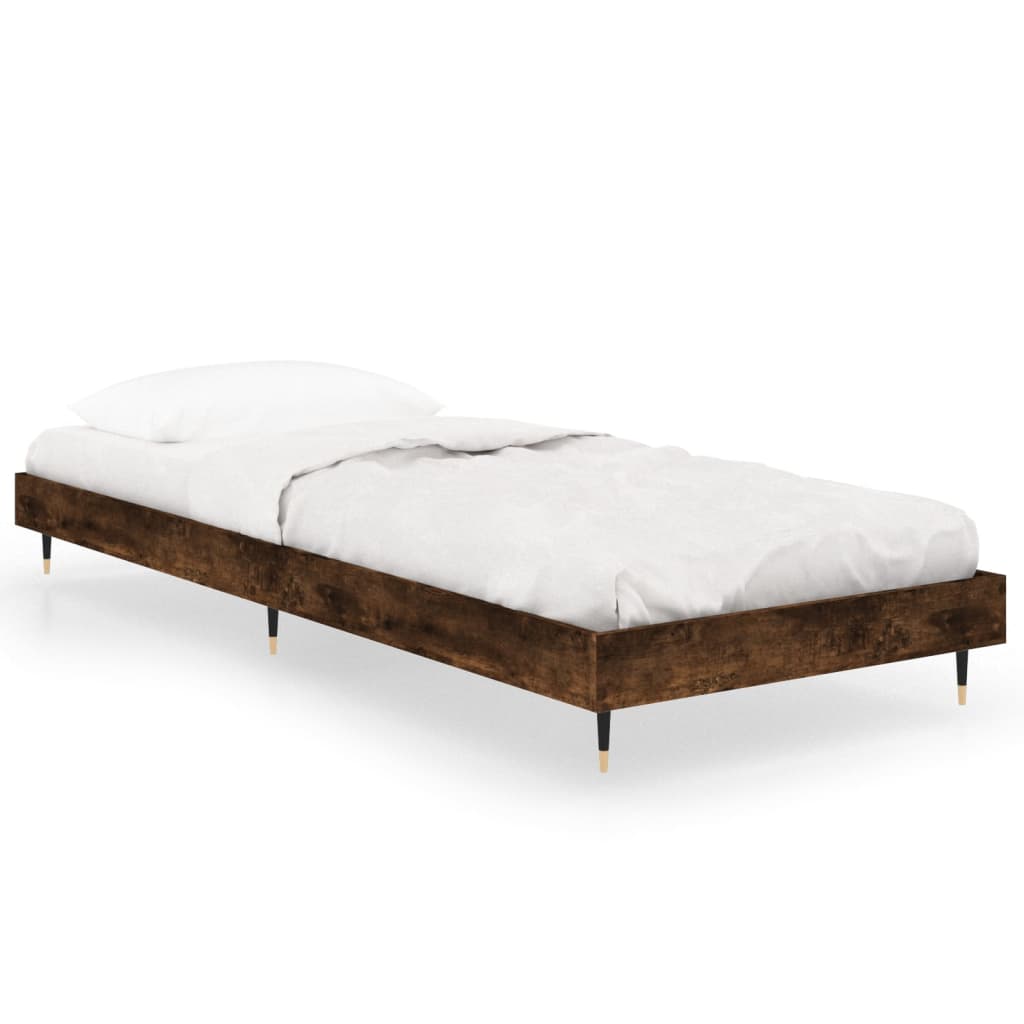 Cadre de lit sans matelas chêne fumé 75x190cm bois d'ingénierie - XIOS