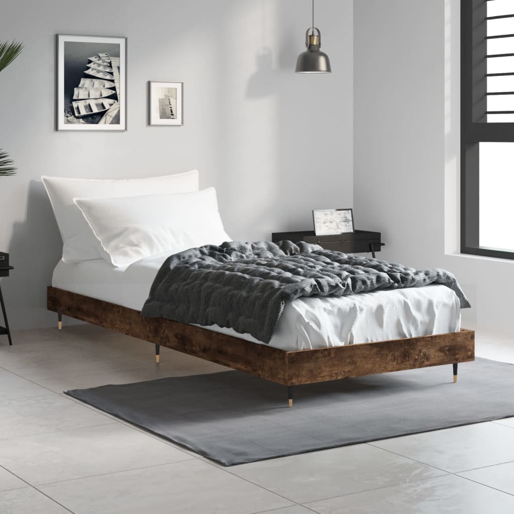 Cadre de lit sans matelas chêne fumé 75x190cm bois d'ingénierie - XIOS