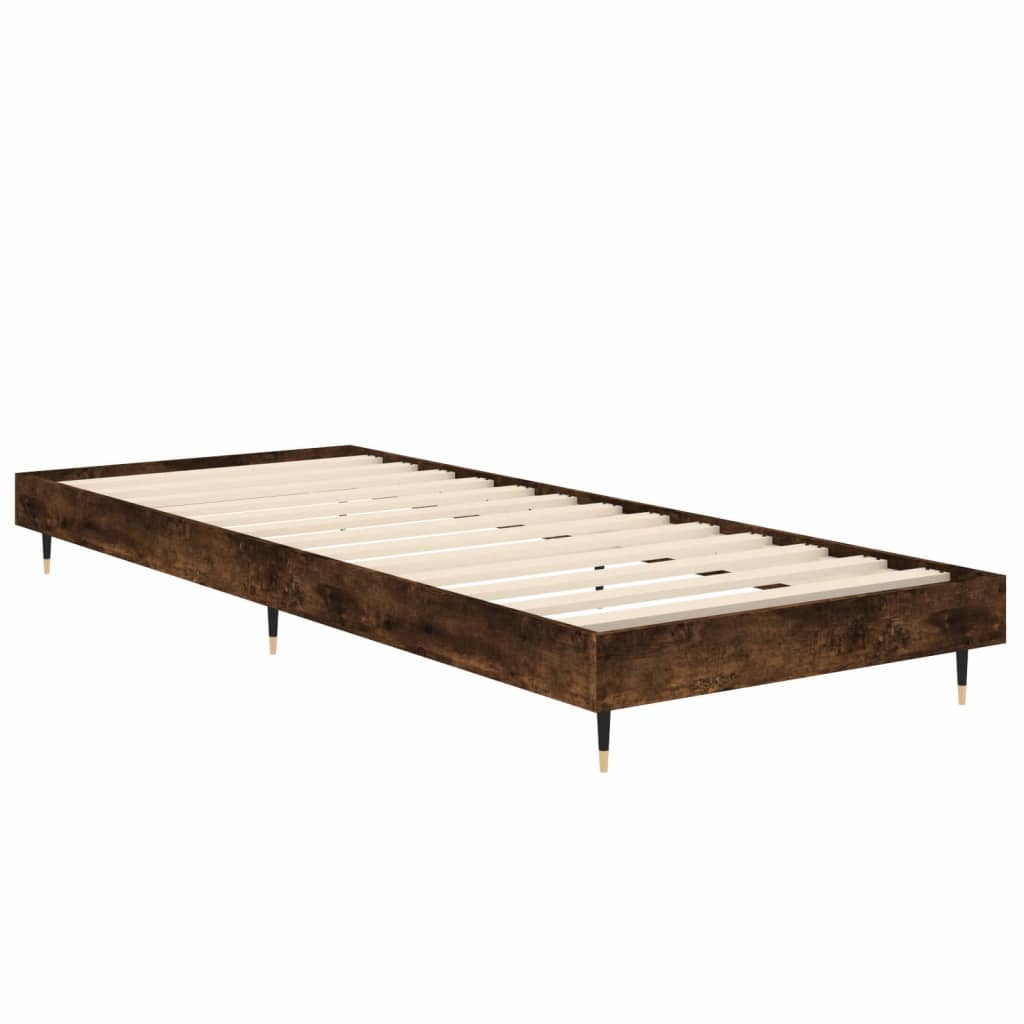 Cadre de lit sans matelas chêne fumé 75x190cm bois d'ingénierie - XIOS