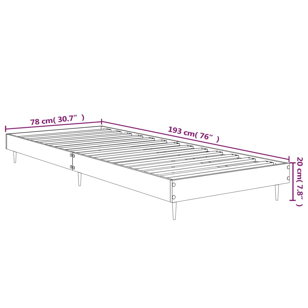 Cadre de lit sans matelas chêne fumé 75x190cm bois d'ingénierie - XIOS