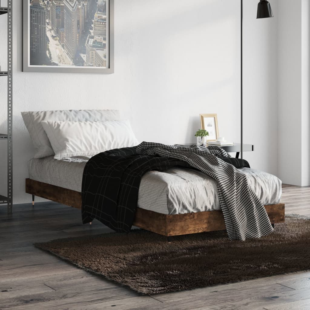 Cadre de lit sans matelas chêne fumé 75x190cm bois d'ingénierie - XIOS