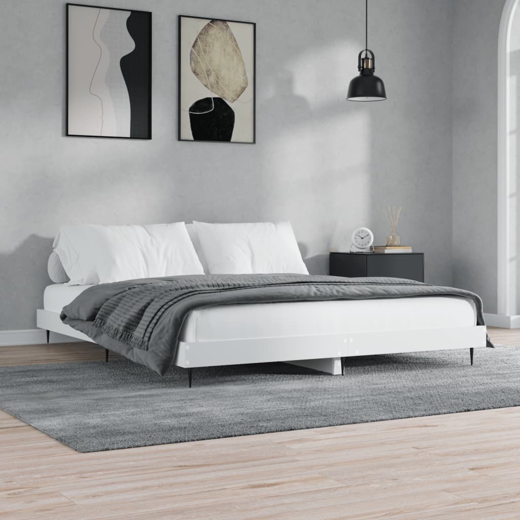 Cadre de lit sans matelas blanc 200x200 cm bois d'ingénierie - XIOS