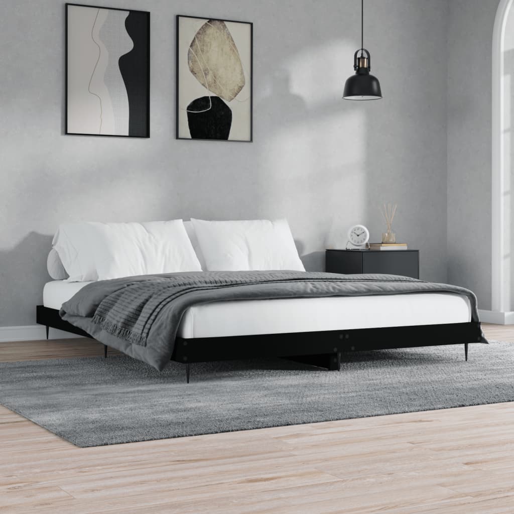 Cadre de lit sans matelas noir 200x200 cm bois d'ingénierie - XIOS