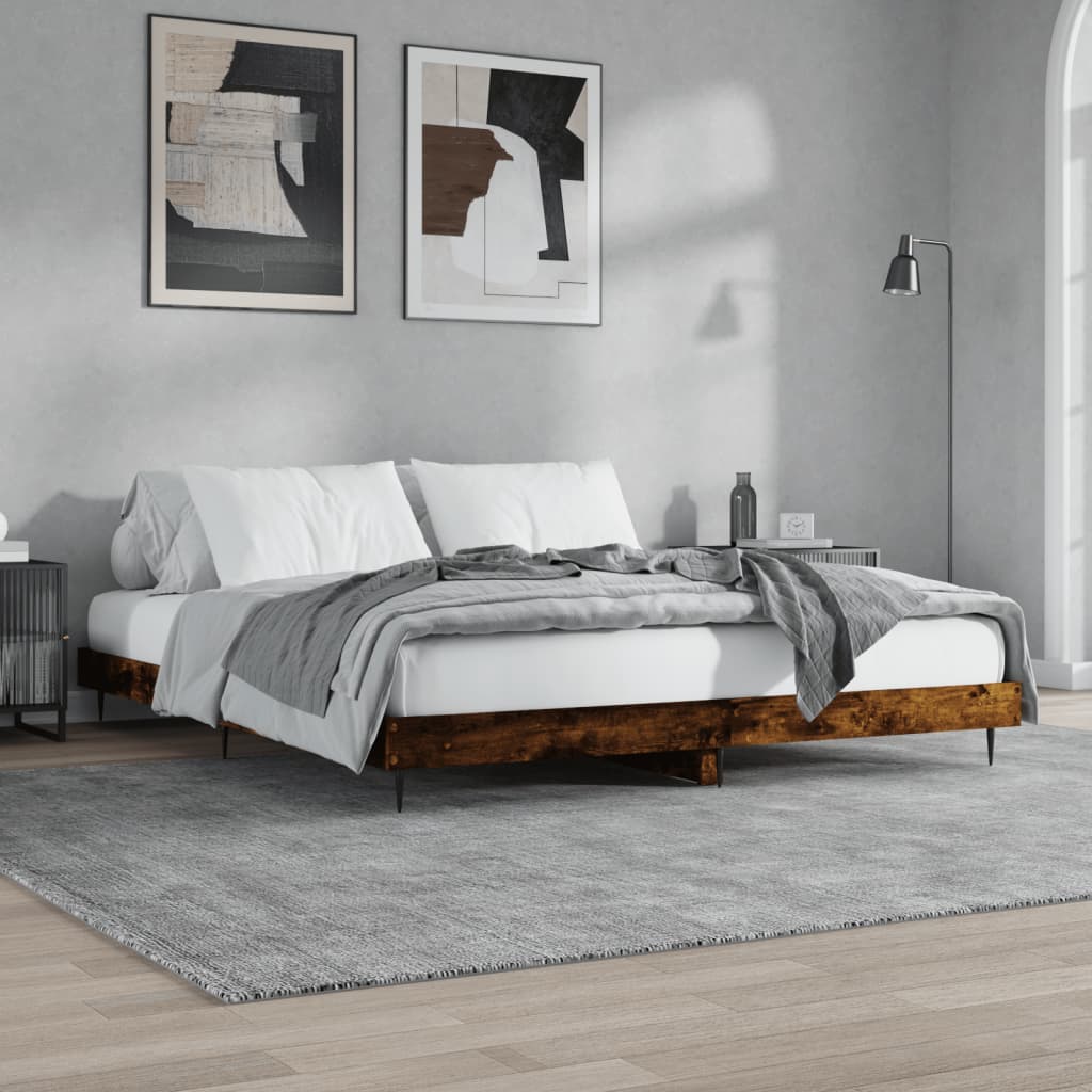 Cadre de lit sans matelas chêne fumé 200x200 cm bois ingénierie - XIOS