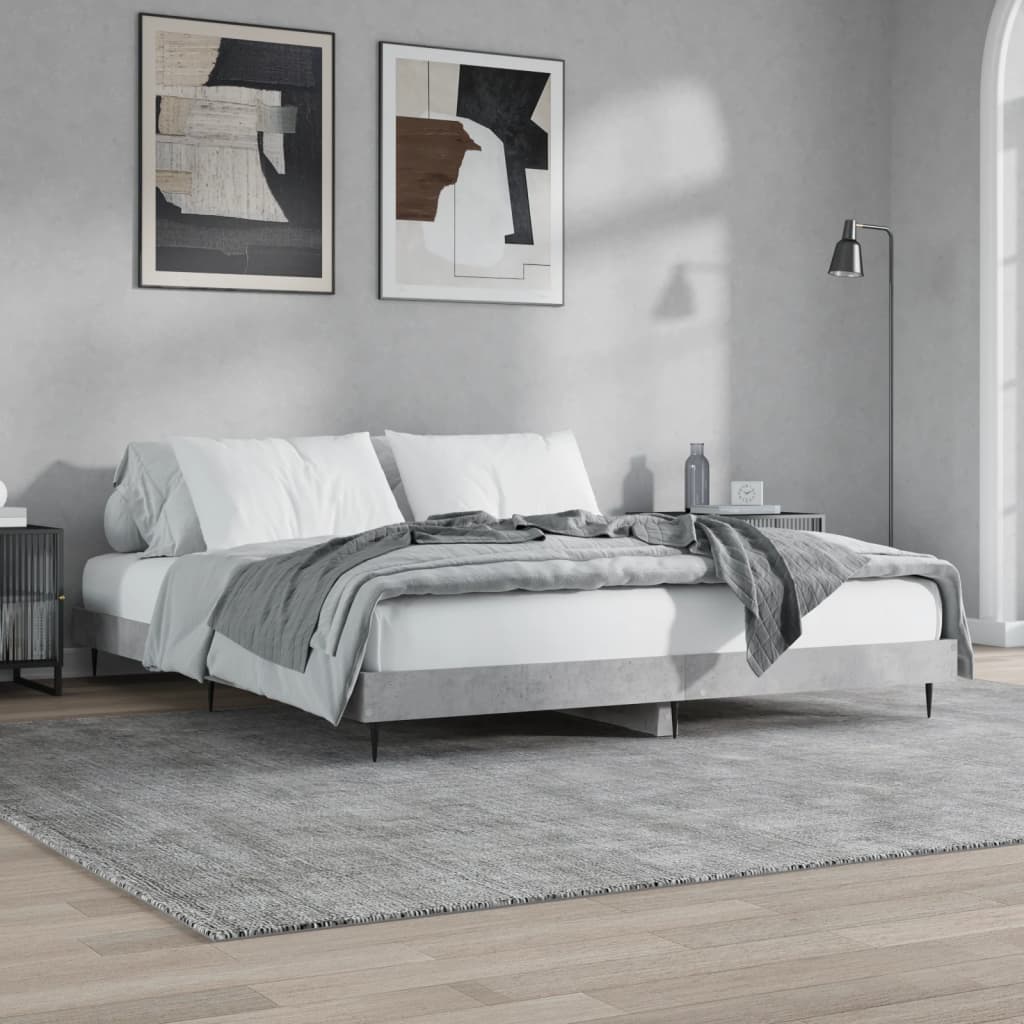 Cadre de lit sans matelas gris béton 160x200 cm - XIOS