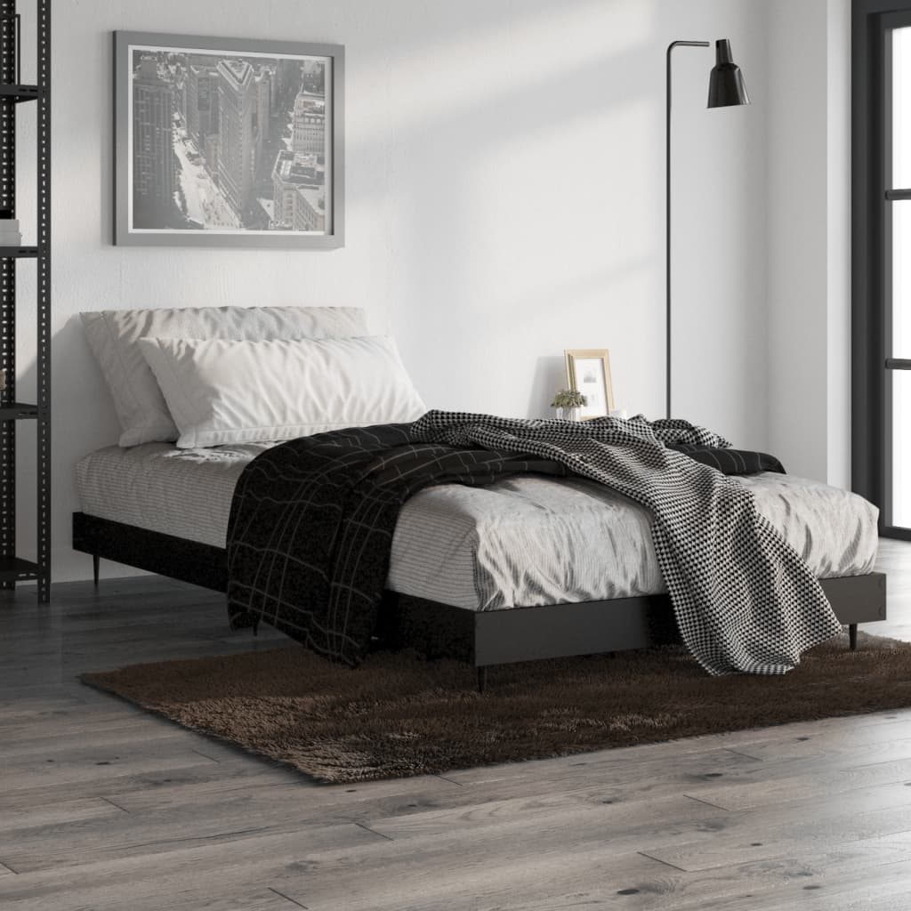 Cadre de lit sans matelas noir 100x200 cm bois d'ingénierie - XIOS