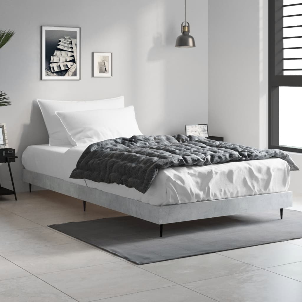 Cadre de lit sans matelas gris béton 90x200 cm - XIOS