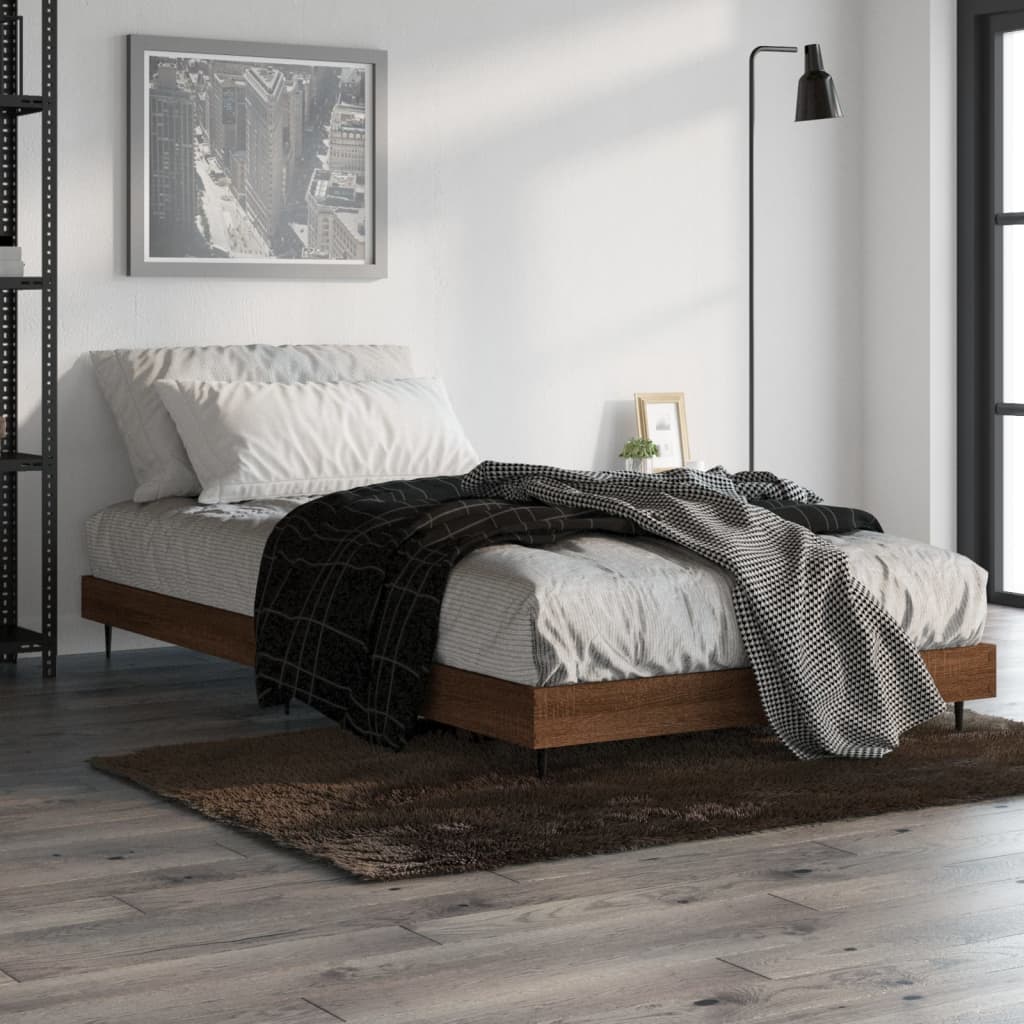Cadre de lit sans matelas chêne marron 90x200cm bois ingénierie - XIOS