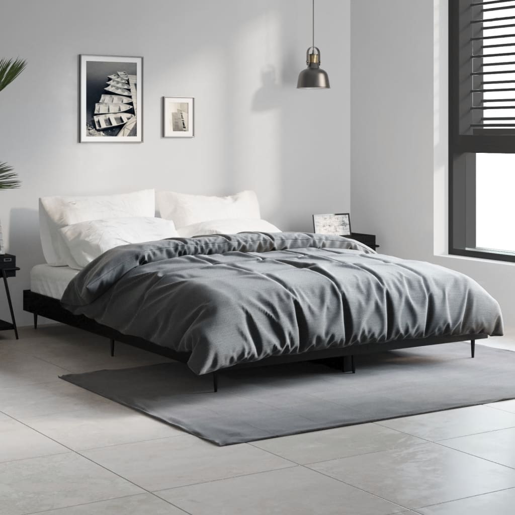 Cadre de lit sans matelas noir 140x190 cm bois d'ingénierie - XIOS