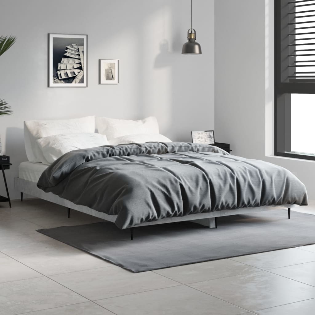 Cadre de lit sans matelas gris béton 140x190 cm - XIOS