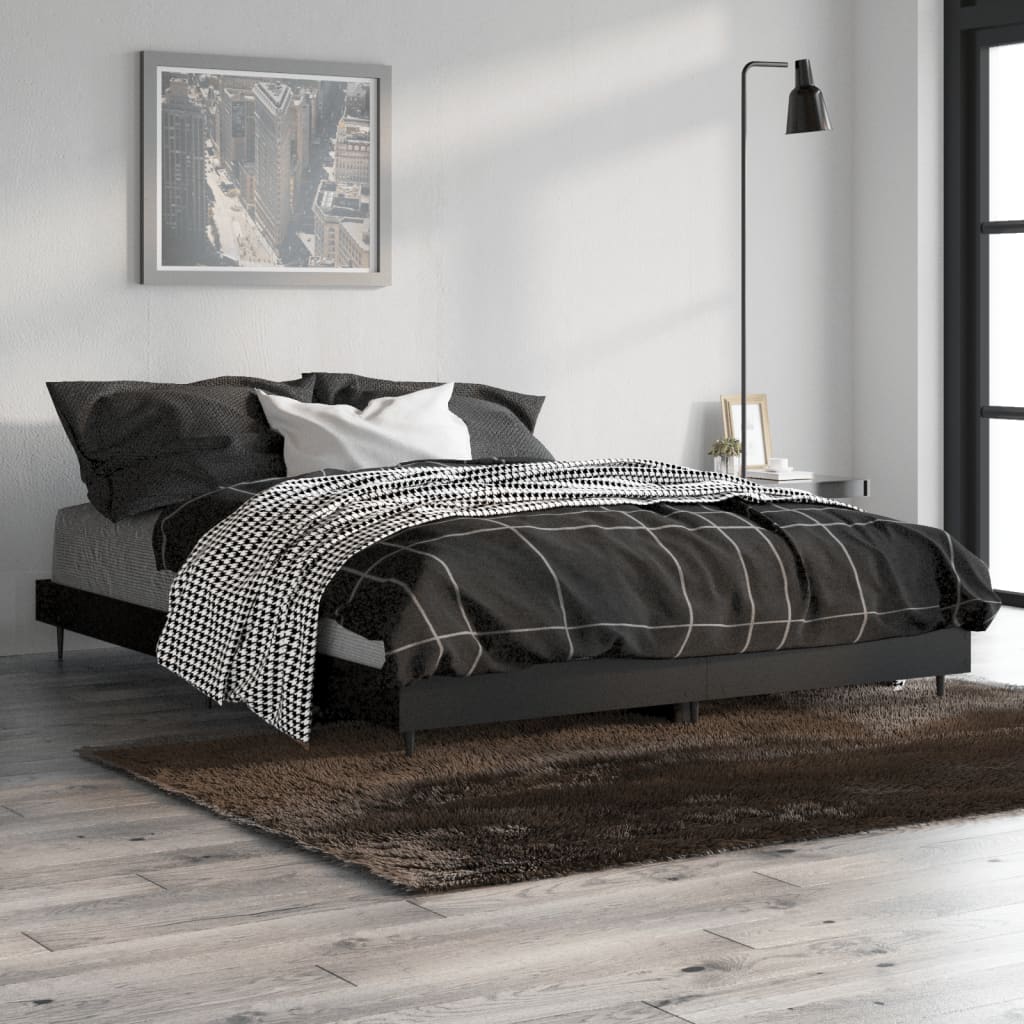 Cadre de lit sans matelas noir 135x190 cm bois d'ingénierie - XIOS