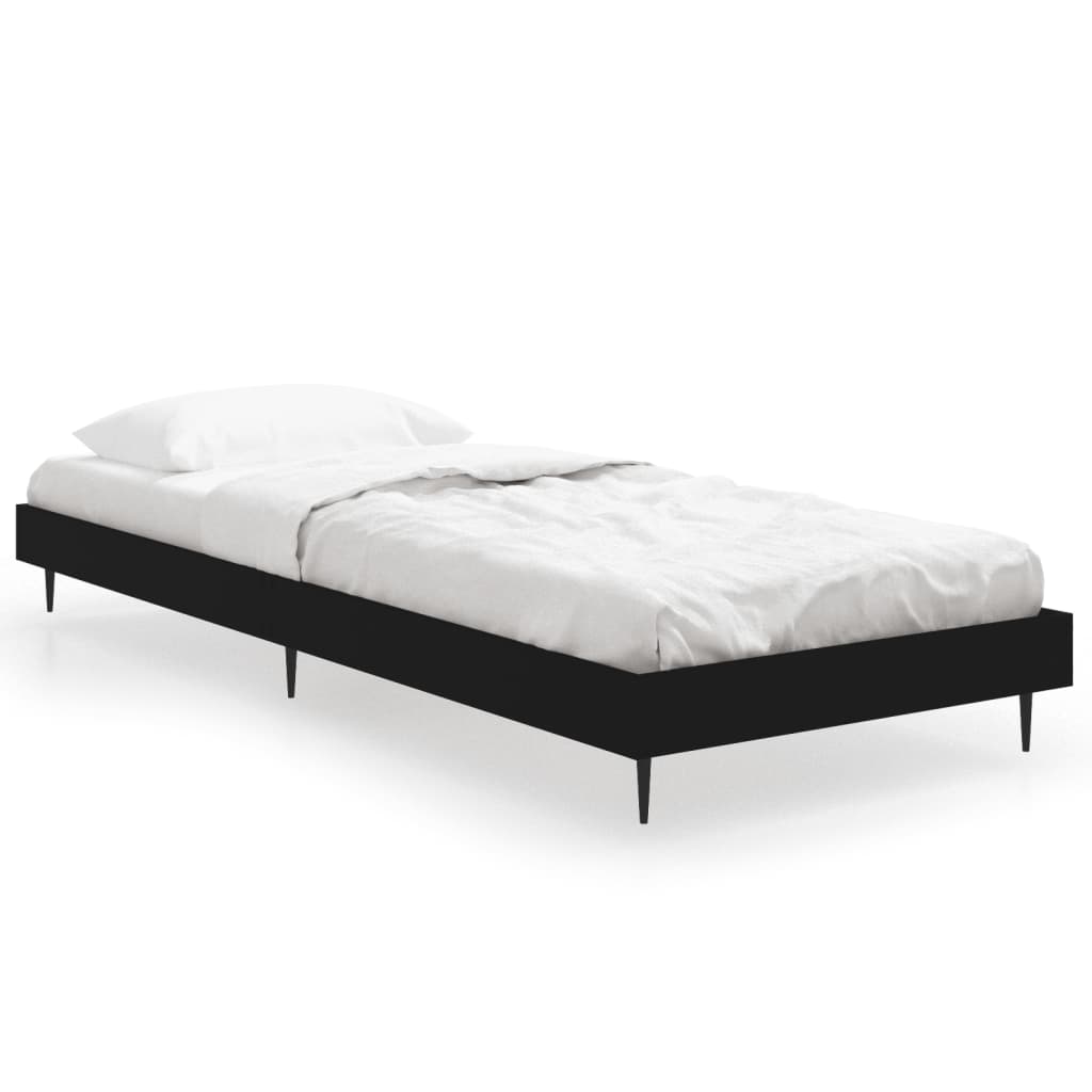 Cadre de lit sans matelas noir 75x190 cm bois ingénierie - XIOS