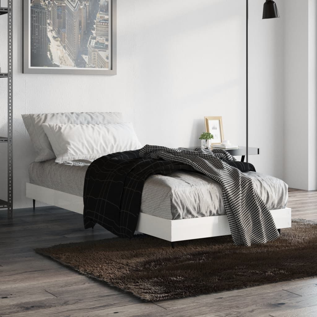 Cadre de lit sans matelas blanc brillant 75x190 cm - XIOS