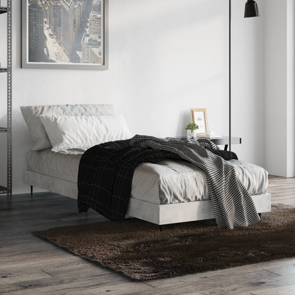 Cadre de lit sans matelas gris béton 75x190 cm - XIOS