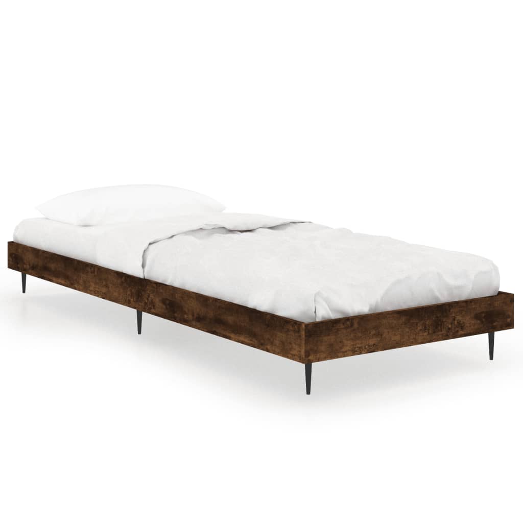 Cadre de lit sans matelas chêne fumé 75x190cm bois d'ingénierie - XIOS