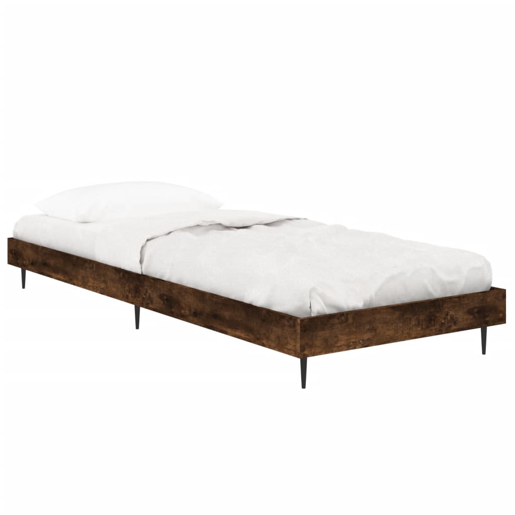 Cadre de lit sans matelas chêne fumé 75x190cm bois d'ingénierie - XIOS