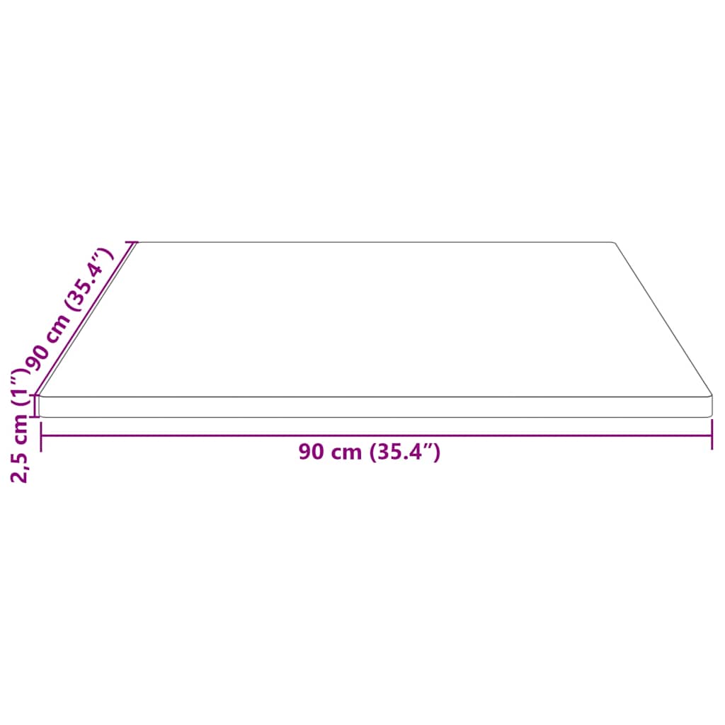Dessus de table 90x90x2,5 cm bois de pin massif - XIOS