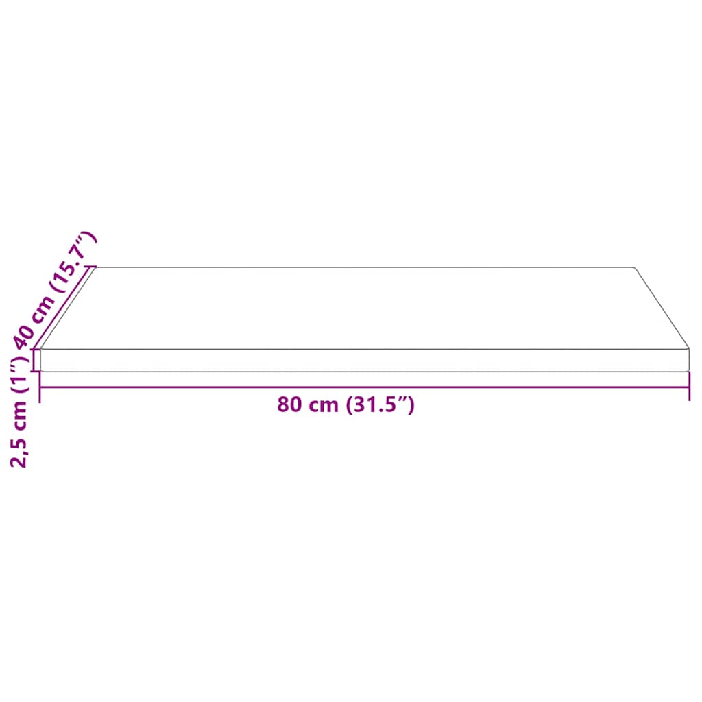 Dessus de table 80x40x2,5 cm bois de pin massif rectangulaire - XIOS