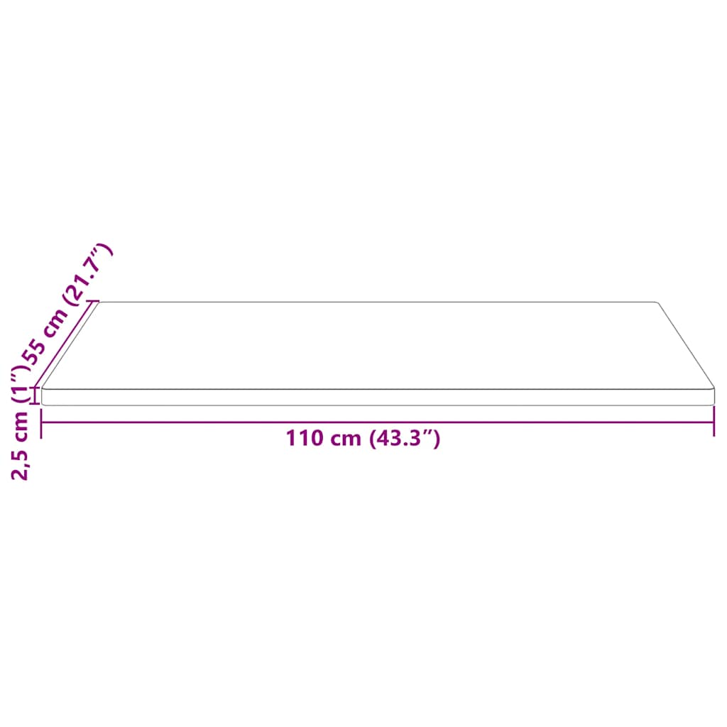 Dessus de table 110x55x2,5 cm bois de pin massif rectangulaire - XIOS