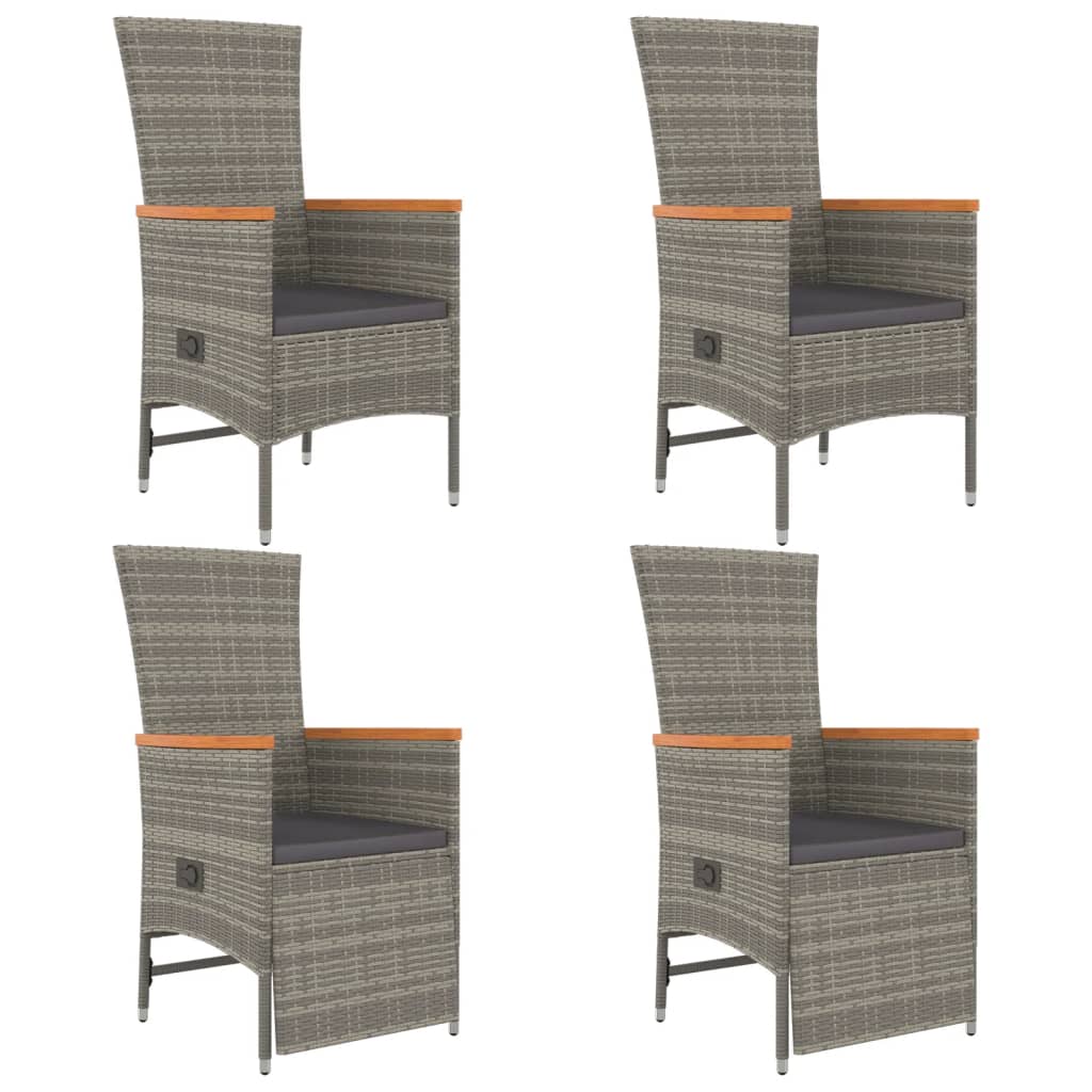 Ensemble à manger de jardin 5 pcs coussins gris résine tressée