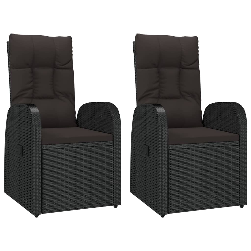 Ensemble de salon de jardin 3 pcs noir poly rotin et acacia