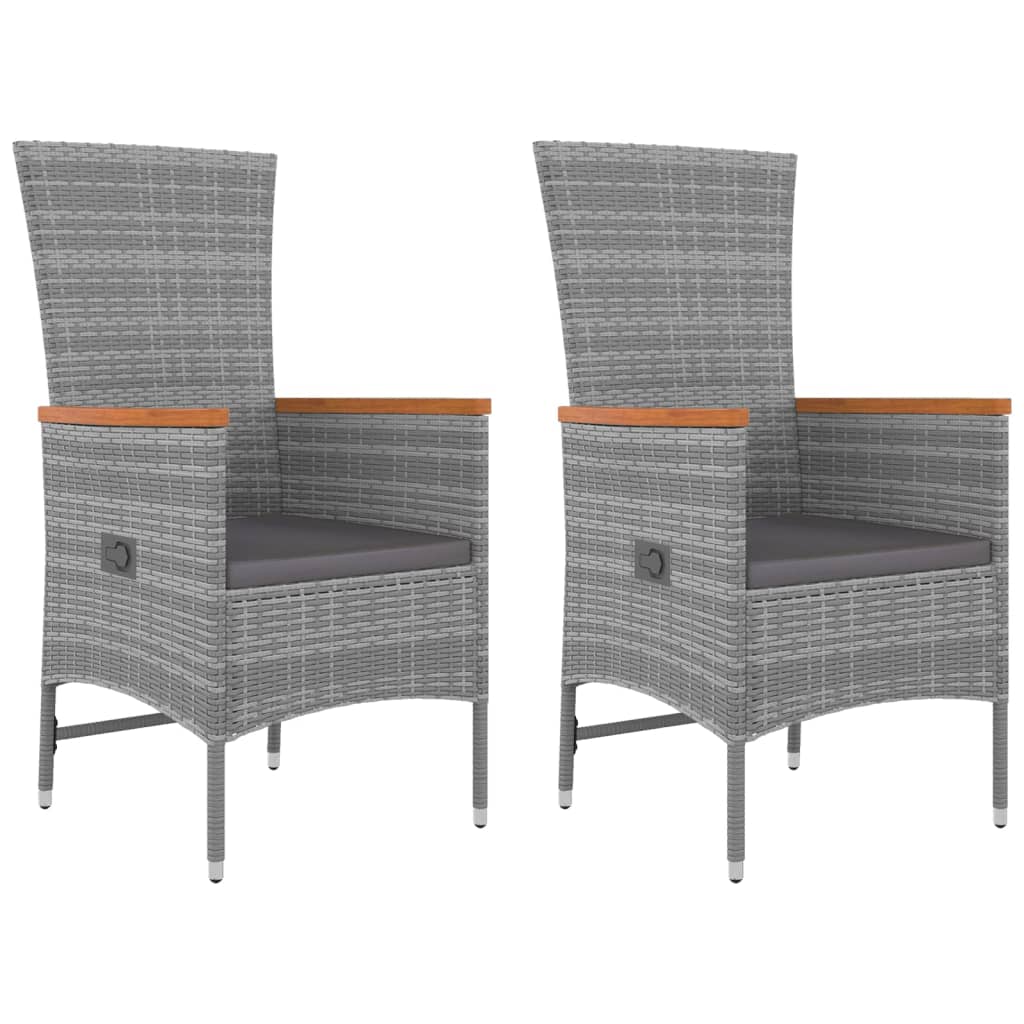 Ensemble de salon de jardin 3 pcs gris poly rotin et acacia