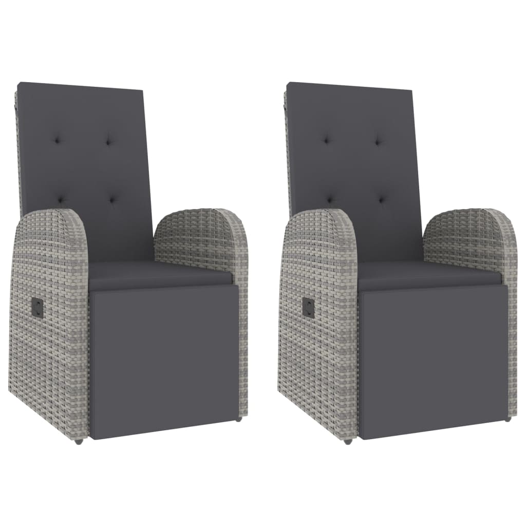 Ensemble de salon de jardin 3 pcs gris poly rotin et acacia