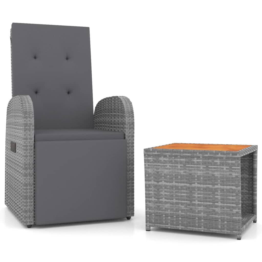 Ensemble de salon de jardin 2 pcs gris poly rotin et acacia