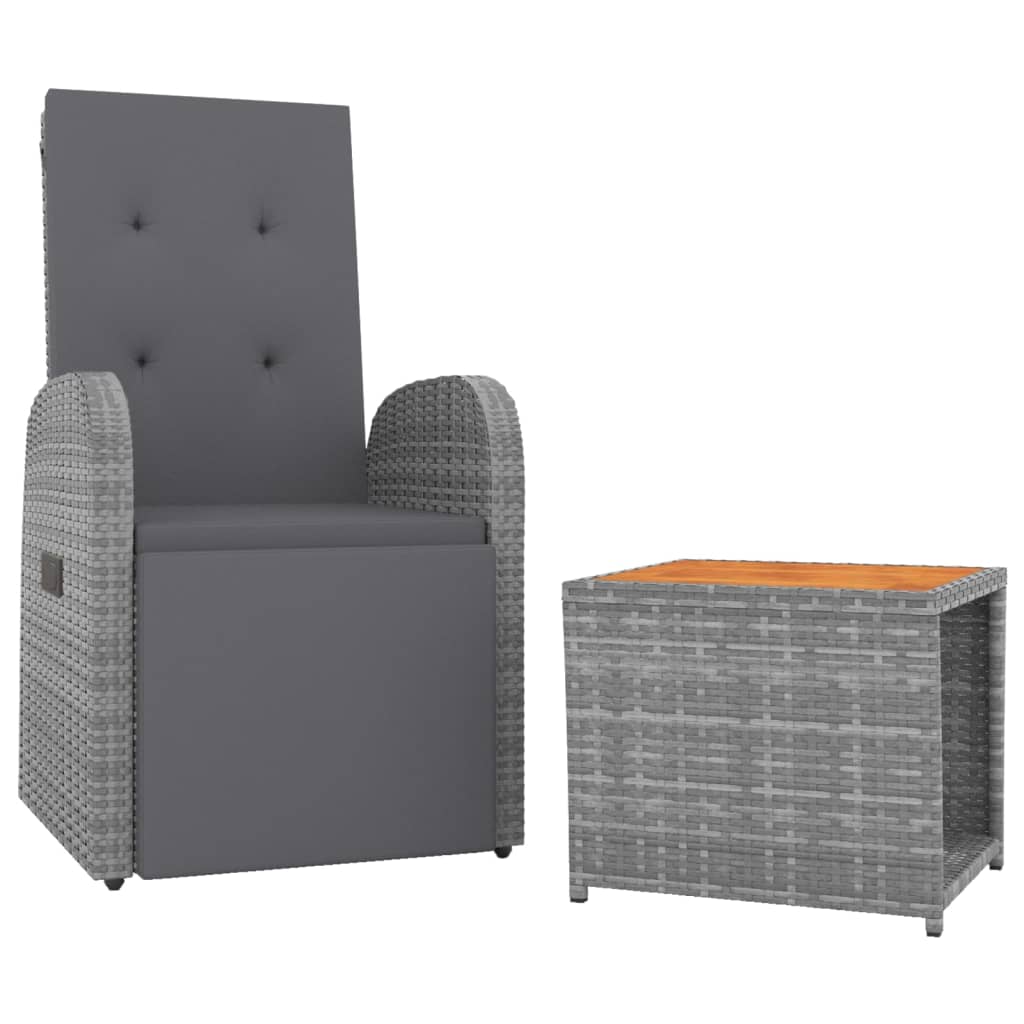 Ensemble de salon de jardin 2 pcs gris poly rotin et acacia