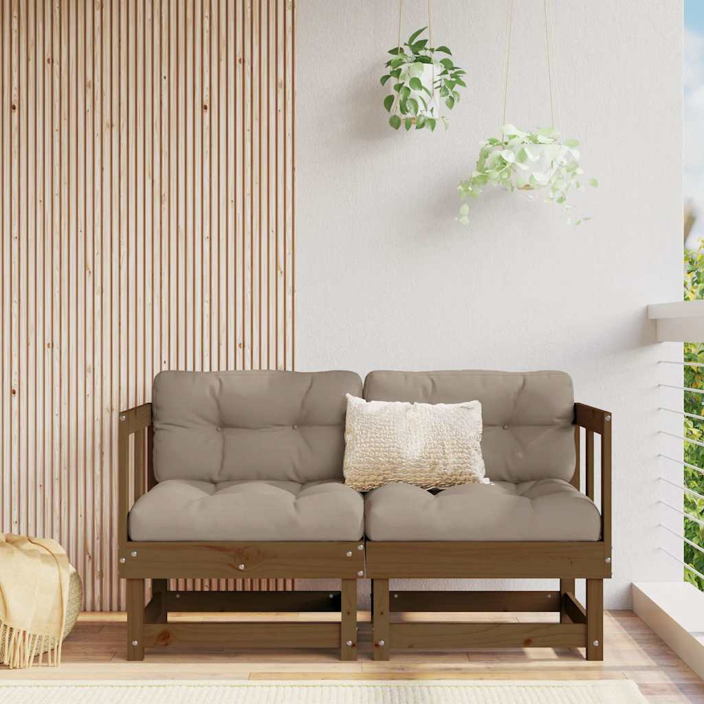 Canapés d'angle et coussins 2pcs marron miel bois de pin massif Éléments pour canapés modulables de jardin vidaXL