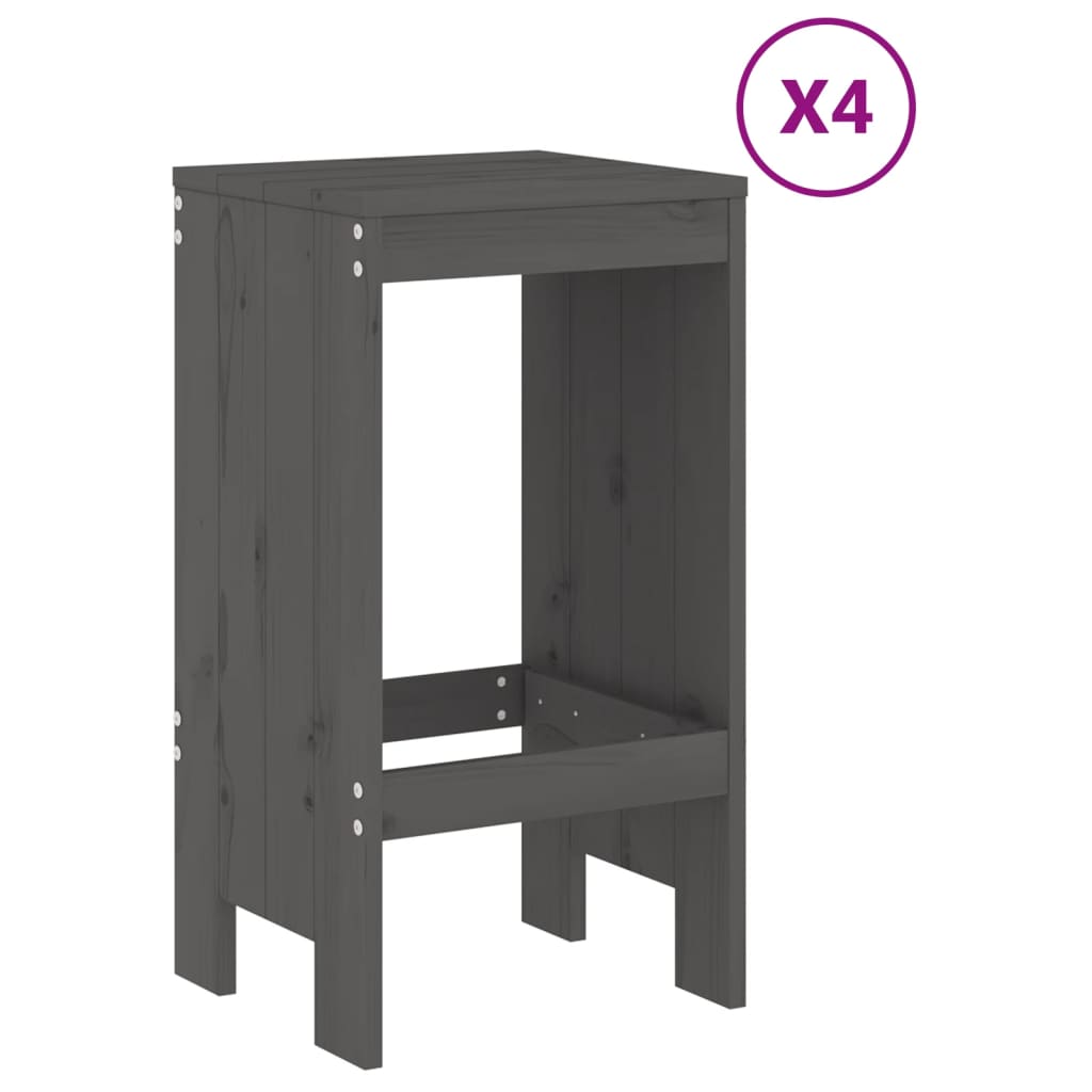 Ensemble de bar de jardin 5 pcs gris bois de pin massif