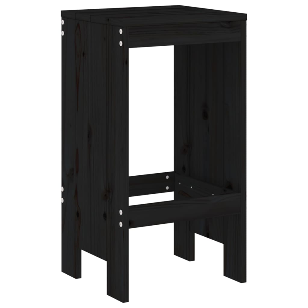 Ensemble de bar de jardin 5 pcs noir bois de pin massif