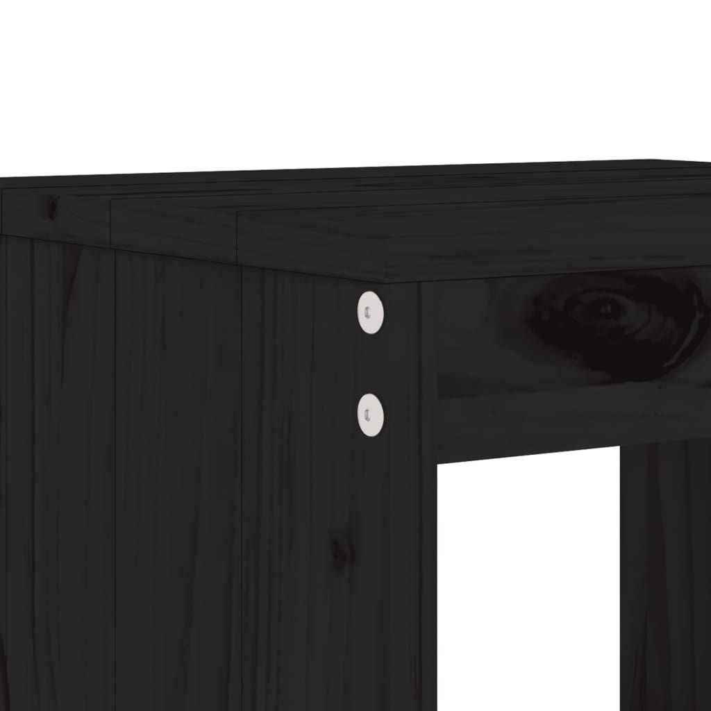 Ensemble de bar de jardin 5 pcs noir bois de pin massif
