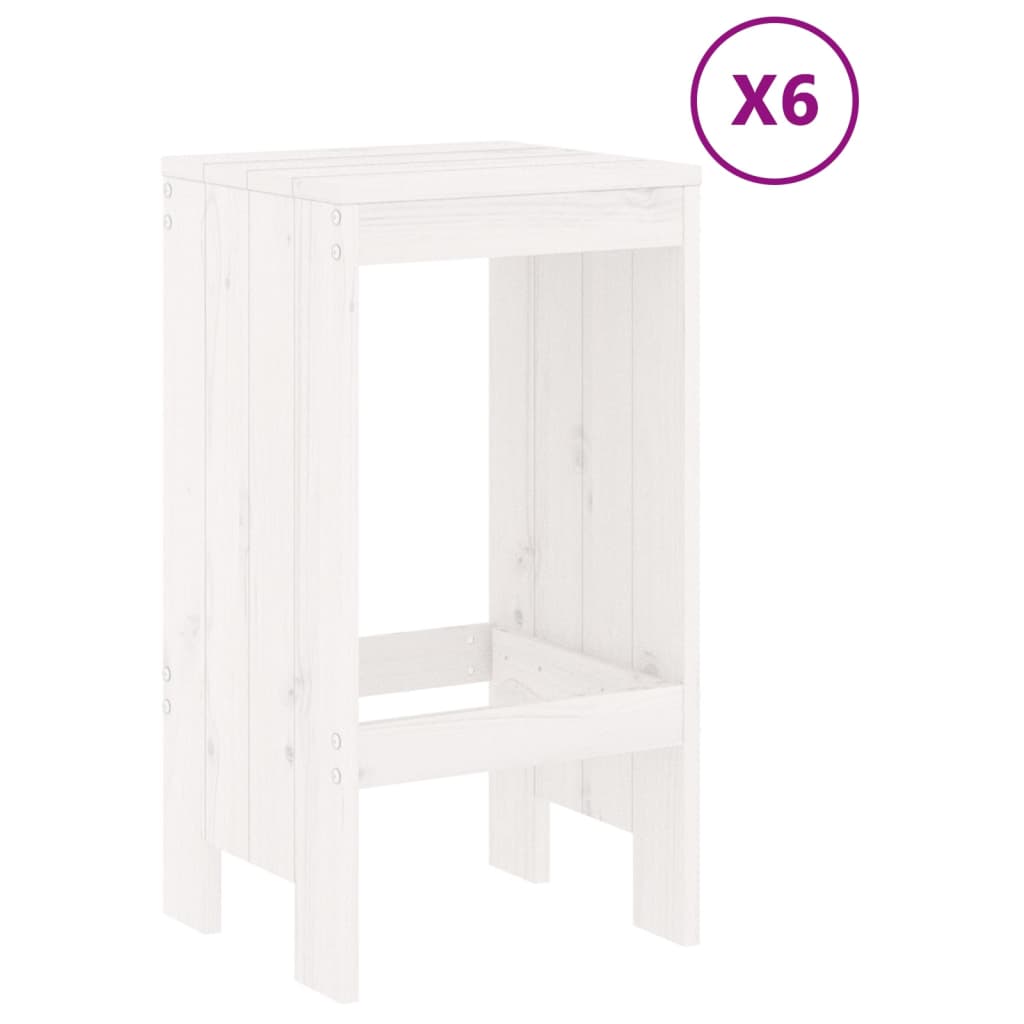 Ensemble de bar de jardin 7 pcs blanc bois de pin massif
