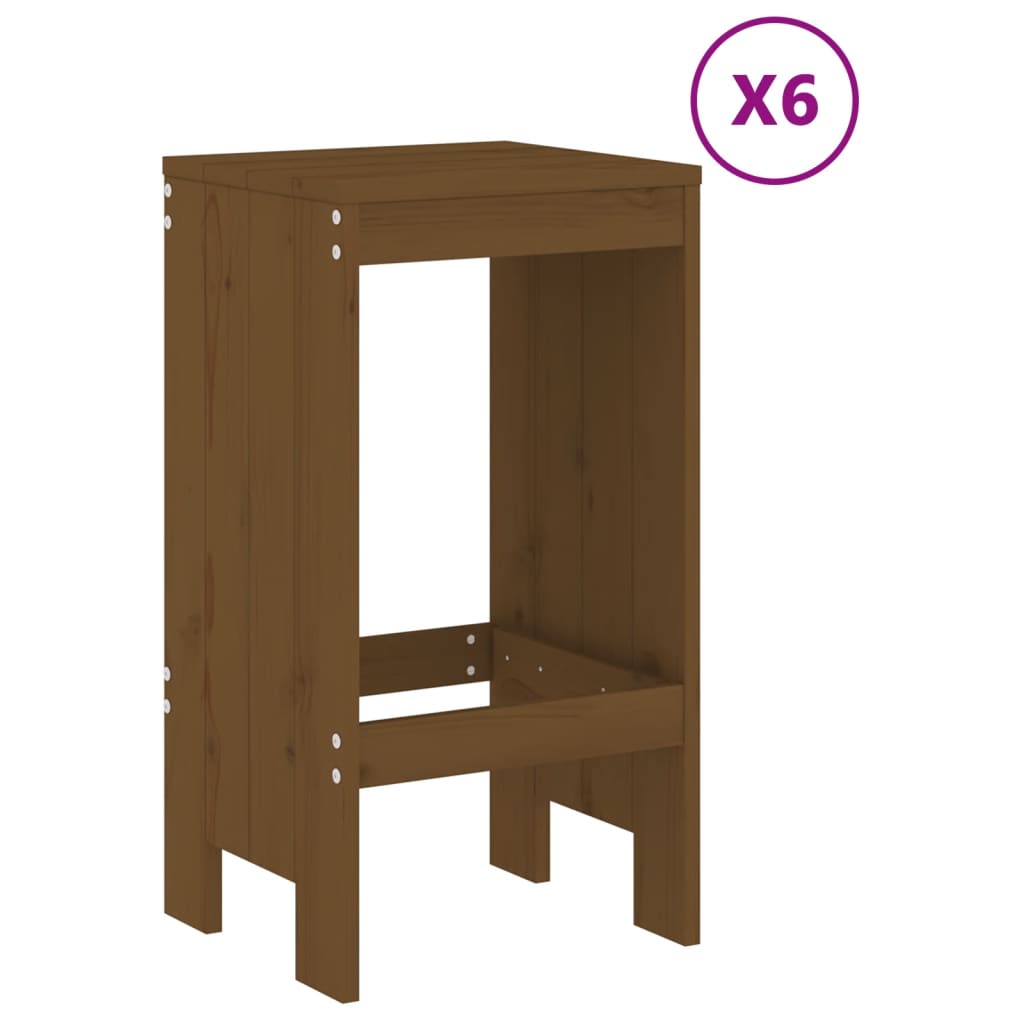 Ensemble de bar de jardin 7 pcs marron miel bois de pin massif