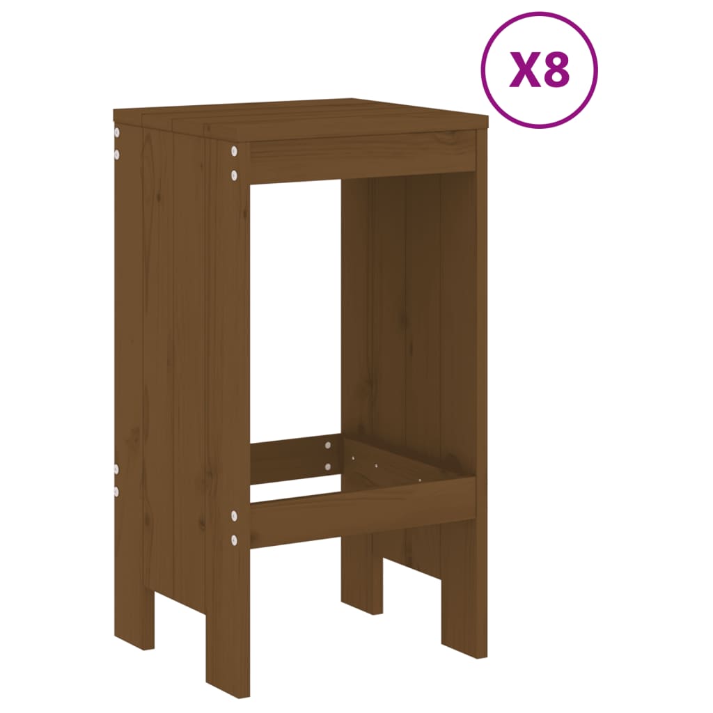 Ensemble de bar de jardin 9 pcs marron miel bois de pin massif
