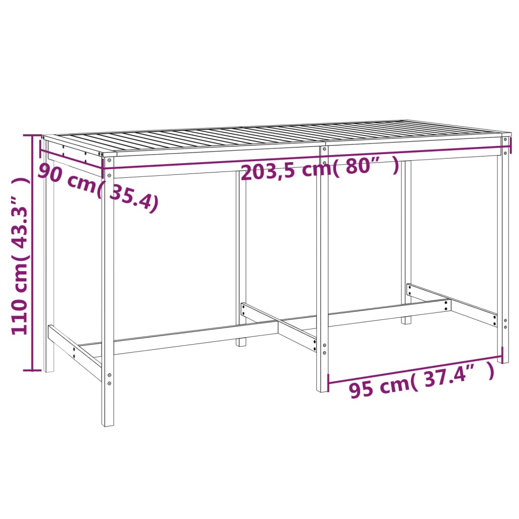 Ensemble de bar de jardin 9 pcs bois massif douglas