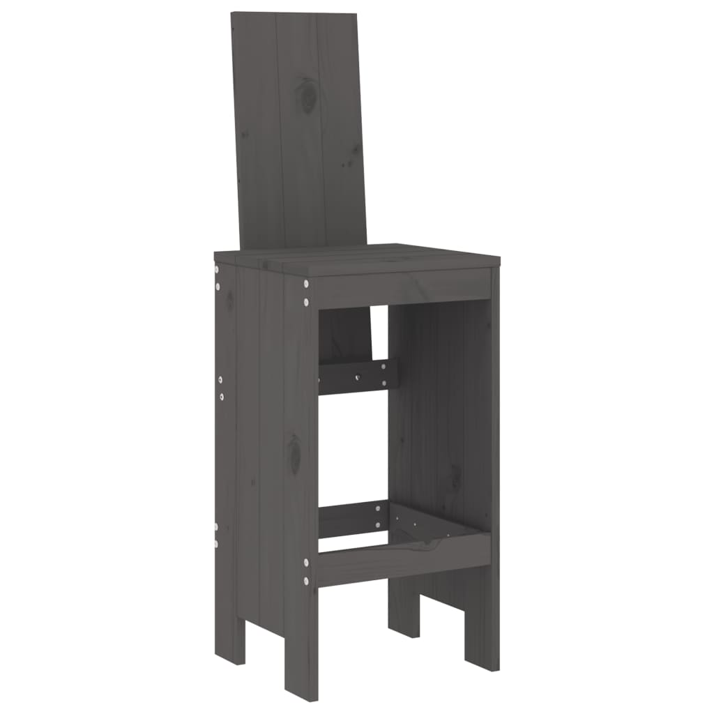Ensemble de bar de jardin 3 pcs gris bois de pin massif
